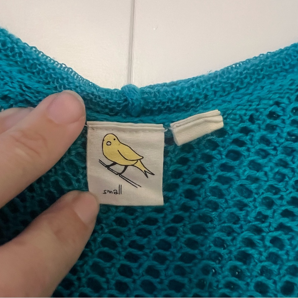 ⭐️ Anthropologie Vibrant Teal Knit Hooded Sweater - Picture 3 of 5